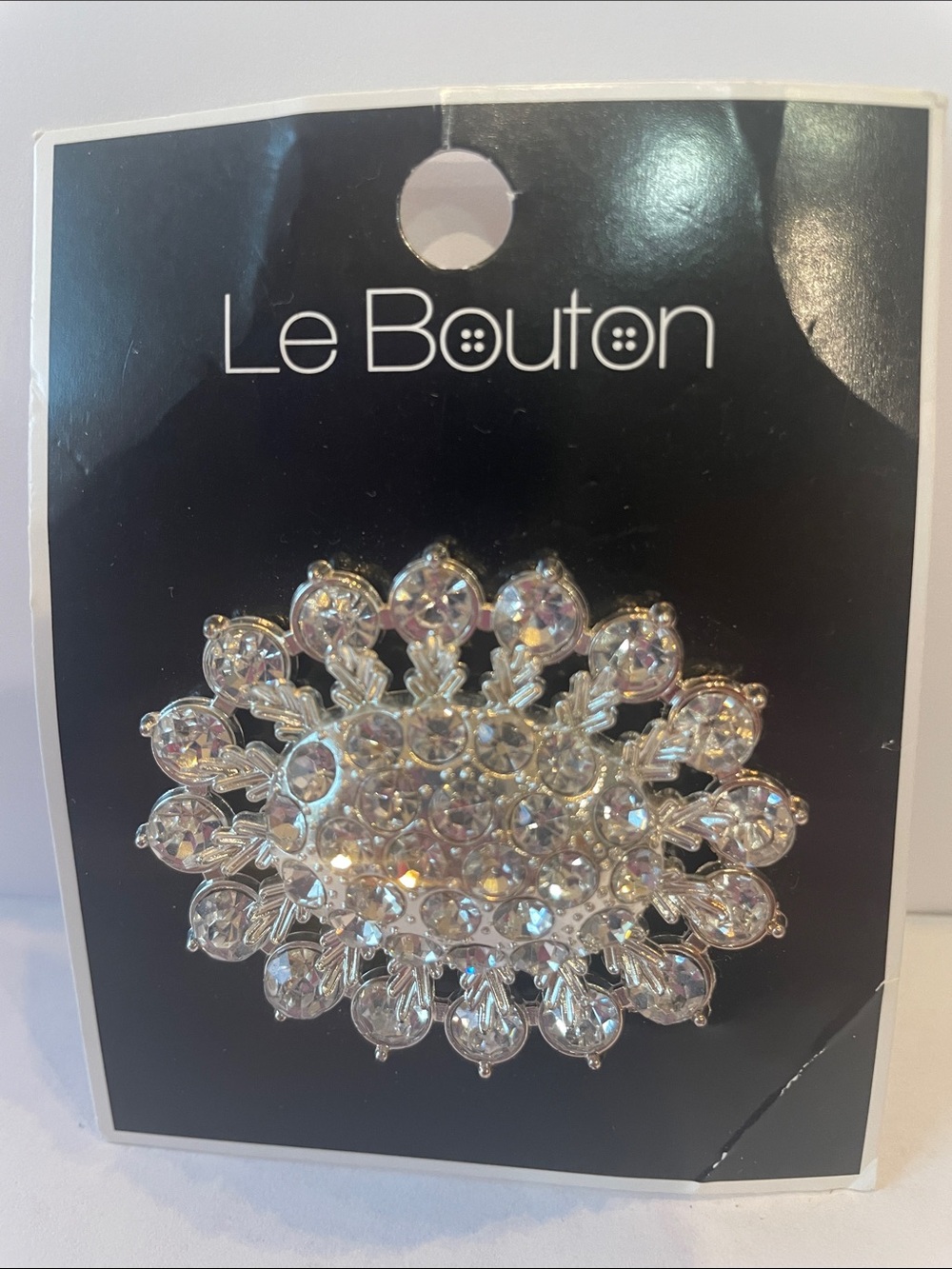 Le Bouton Crystal Rhinestone Floral Brooch - Clear